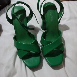 Boohoo Green Strappy Heels